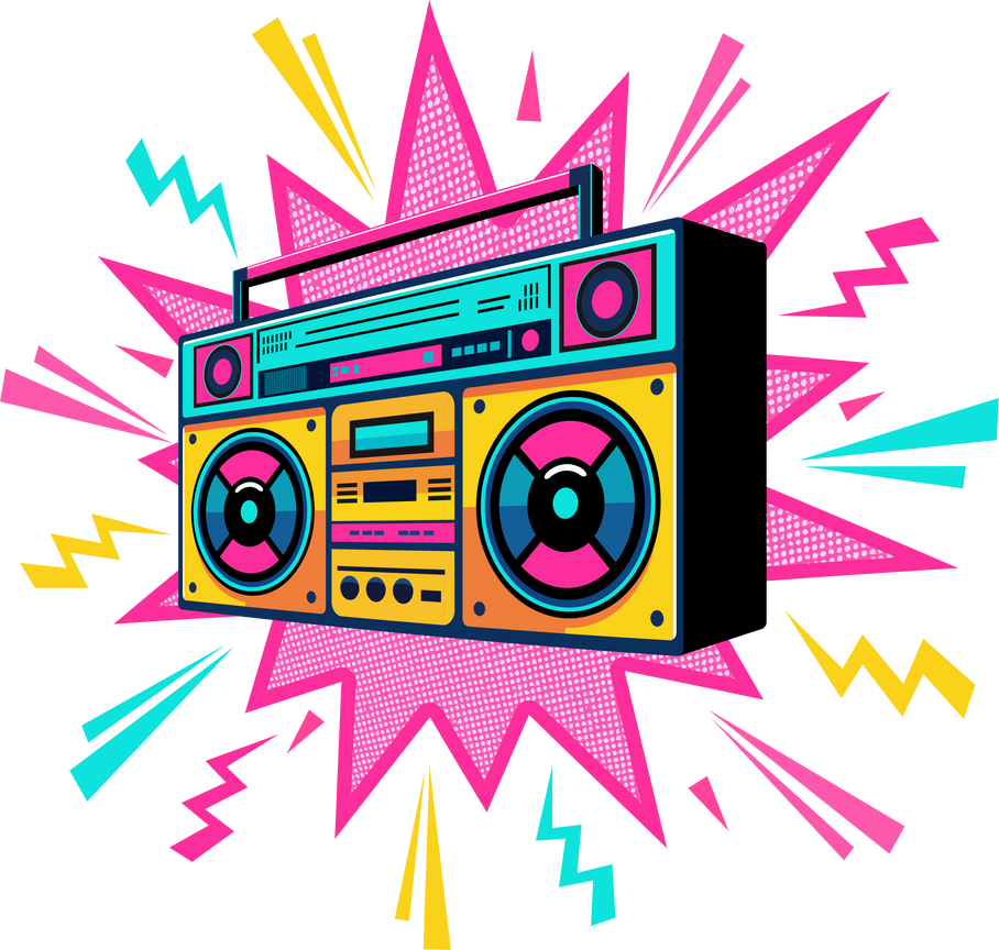 80's Retro pop boombox illustration
